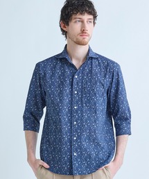 MEN'S BIGI（メンズビギ）の「千鳥格子xフラワープリント七分袖シャツ<吸水速乾、ストレッチ>（シャツ/ブラウス）」