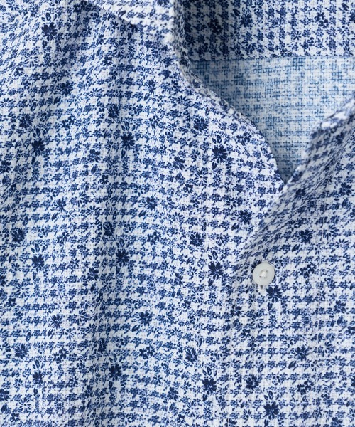 MEN'S BIGI（メンズビギ）の「千鳥格子xフラワープリント七分袖シャツ＜吸水速乾、ストレッチ＞（シャツ/ブラウス・メンズ・ブルー系その他/ワイン/ホワイト・02/01/04/03）」の6枚目の写真
