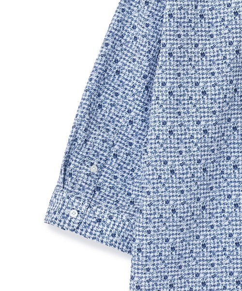 MEN'S BIGI（メンズビギ）の「千鳥格子xフラワープリント七分袖シャツ＜吸水速乾、ストレッチ＞（シャツ/ブラウス・メンズ・ブルー系その他/ワイン/ホワイト・02/01/04/03）」の7枚目の写真
