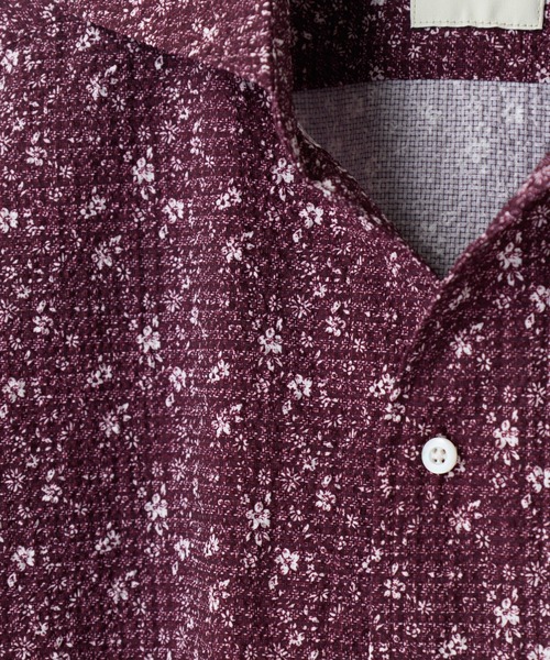 MEN'S BIGI（メンズビギ）の「千鳥格子xフラワープリント七分袖シャツ＜吸水速乾、ストレッチ＞（シャツ/ブラウス・メンズ・ブルー系その他/ワイン/ホワイト・02/01/04/03）」の11枚目の写真