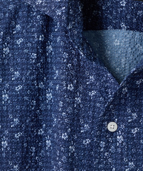 MEN'S BIGI（メンズビギ）の「千鳥格子xフラワープリント七分袖シャツ＜吸水速乾、ストレッチ＞（シャツ/ブラウス・メンズ・ブルー系その他/ワイン/ホワイト・02/01/04/03）」の10枚目の写真