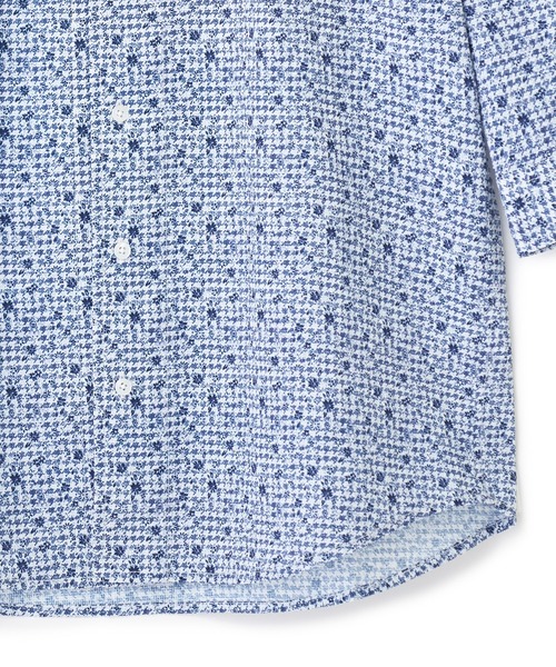 MEN'S BIGI（メンズビギ）の「千鳥格子xフラワープリント七分袖シャツ＜吸水速乾、ストレッチ＞（シャツ/ブラウス・メンズ・ブルー系その他/ワイン/ホワイト・02/01/04/03）」の8枚目の写真