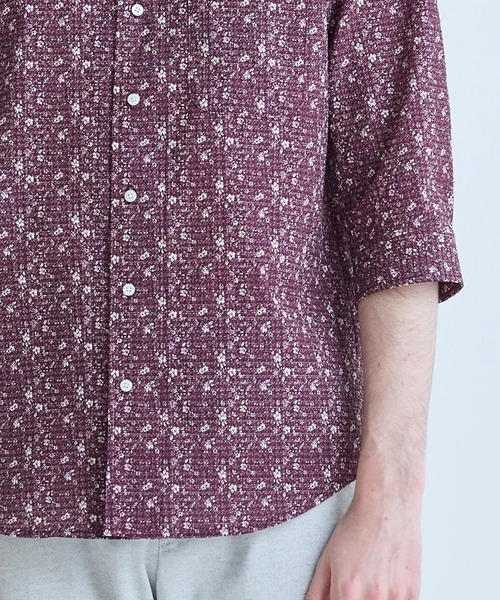 MEN'S BIGI(メンズビギ)の「千鳥格子xフラワープリント七分袖シャツ<吸水速乾、ストレッチ>(シャツ/ブラウス・メンズ・ブルー系その他/ワイン/ホワイト・02/01/04/03)」の22枚目の写真