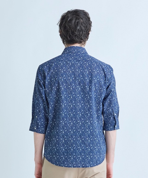 MEN'S BIGI(メンズビギ)の「千鳥格子xフラワープリント七分袖シャツ<吸水速乾、ストレッチ>(シャツ/ブラウス・メンズ・ブルー系その他/ワイン/ホワイト・02/01/04/03)」の17枚目の写真