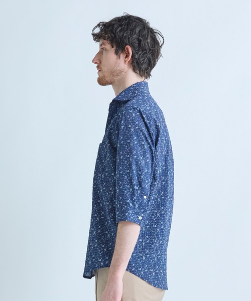 MEN'S BIGI(メンズビギ)の「千鳥格子xフラワープリント七分袖シャツ<吸水速乾、ストレッチ>(シャツ/ブラウス・メンズ・ブルー系その他/ワイン/ホワイト・02/01/04/03)」の16枚目の写真