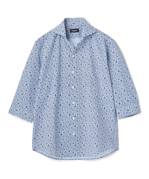 MEN'S BIGI(メンズビギ)の「千鳥格子xフラワープリント七分袖シャツ<吸水速乾、ストレッチ>(シャツ/ブラウス・メンズ・ブルー系その他/ワイン/ホワイト・02/01/04/03)」の19枚目の写真