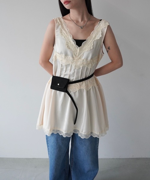 SANSeLF（サンセルフ）の「【SANSeLF】レースキャミチュニック saw26s040（ワンピース・レディース・アイボリー・FREE）」の2枚目の写真