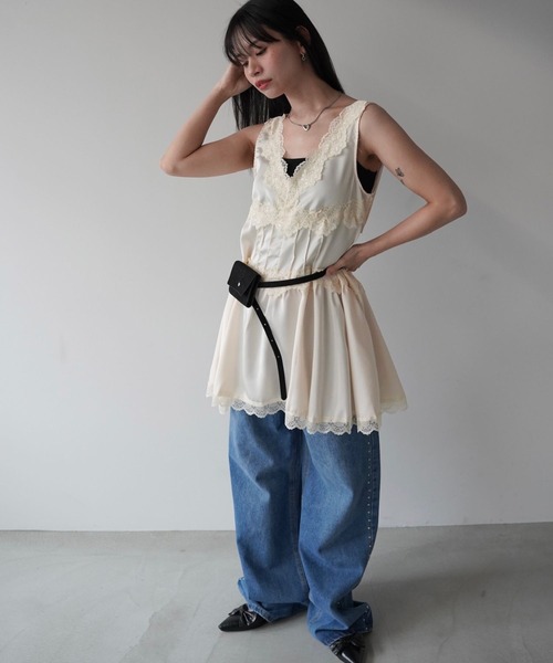 SANSeLF（サンセルフ）の「【SANSeLF】レースキャミチュニック saw26s040（ワンピース・レディース・アイボリー・FREE）」の3枚目の写真