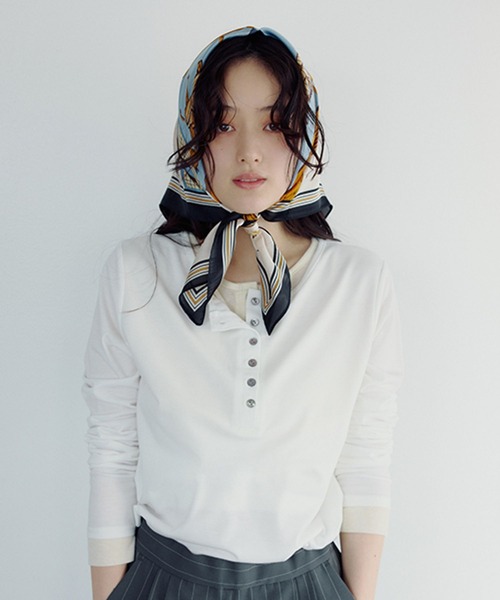 studio CLIP（スタディオクリップ）の「【daily CLIP】レイヤードヘンリープルオーバー（Tシャツ/カットソー・レディース・チャコール/イエロー/ホワイト・FREE）」の2枚目の写真