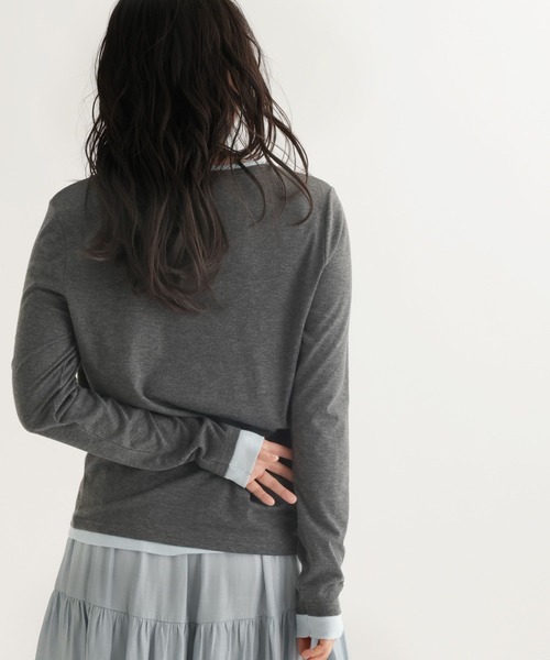 studio CLIP（スタディオクリップ）の「【daily CLIP】レイヤードヘンリープルオーバー（Tシャツ/カットソー・レディース・チャコール/イエロー/ホワイト・FREE）」の19枚目の写真