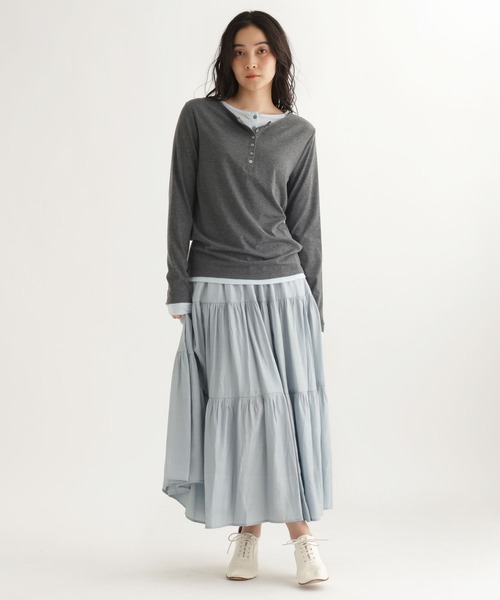 studio CLIP（スタディオクリップ）の「【daily CLIP】レイヤードヘンリープルオーバー（Tシャツ/カットソー・レディース・チャコール/イエロー/ホワイト・FREE）」の20枚目の写真