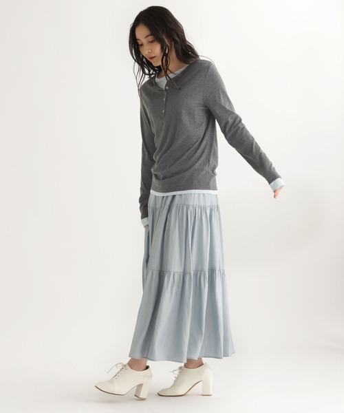 studio CLIP（スタディオクリップ）の「【daily CLIP】レイヤードヘンリープルオーバー（Tシャツ/カットソー・レディース・チャコール/イエロー/ホワイト・FREE）」の21枚目の写真