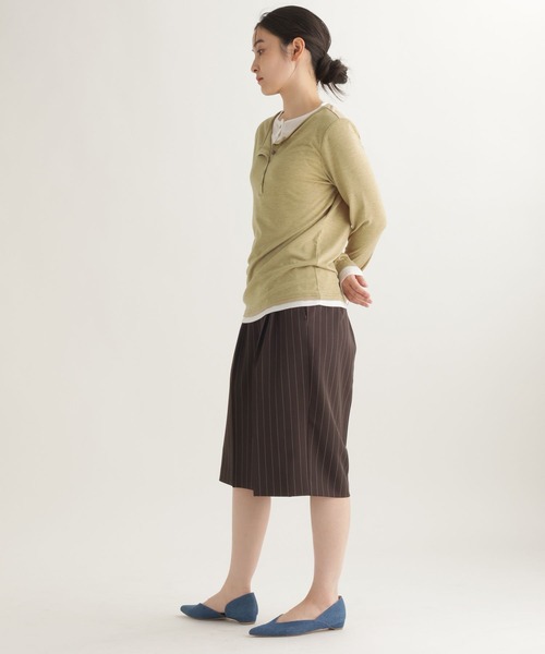 studio CLIP（スタディオクリップ）の「【daily CLIP】レイヤードヘンリープルオーバー（Tシャツ/カットソー・レディース・チャコール/イエロー/ホワイト・FREE）」の6枚目の写真