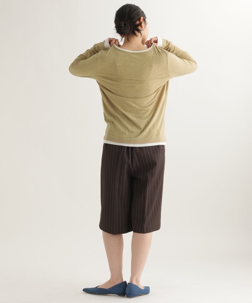 studio CLIP（スタディオクリップ）の「【daily CLIP】レイヤードヘンリープルオーバー（Tシャツ/カットソー・レディース・チャコール/イエロー/ホワイト・FREE）」の7枚目の写真