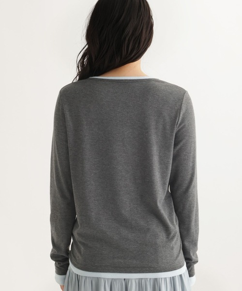 studio CLIP（スタディオクリップ）の「【daily CLIP】レイヤードヘンリープルオーバー（Tシャツ/カットソー・レディース・チャコール/イエロー/ホワイト・FREE）」の10枚目の写真