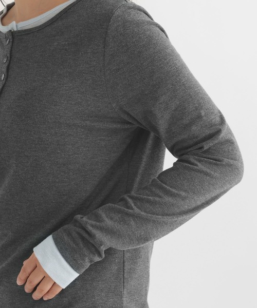 studio CLIP（スタディオクリップ）の「【daily CLIP】レイヤードヘンリープルオーバー（Tシャツ/カットソー・レディース・チャコール/イエロー/ホワイト・FREE）」の12枚目の写真