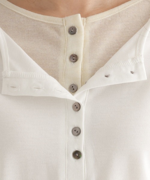 studio CLIP（スタディオクリップ）の「【daily CLIP】レイヤードヘンリープルオーバー（Tシャツ/カットソー・レディース・チャコール/イエロー/ホワイト・FREE）」の15枚目の写真