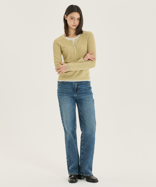 MIND BRIDGE WOMEN（マインドブリッジウーマン）の「[W]ストレートバンディングデニムパンツ（デニムパンツ・レディース・ブルー・55/77/66）」の2枚目の写真