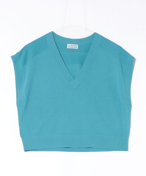 LA MARINE FRANCAISE（マリン フランセーズ）の「ハイツイストコットンVネックベスト（ニット/セーター・レディース・ターコイズブルー/グレー/ブラック・FREE）」の3枚目の写真