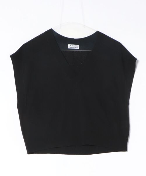 LA MARINE FRANCAISE（マリン フランセーズ）の「ハイツイストコットンVネックベスト（ニット/セーター・レディース・ターコイズブルー/グレー/ブラック・FREE）」の2枚目の写真