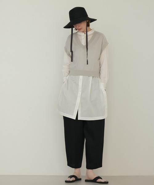 LA MARINE FRANCAISE（マリン フランセーズ）の「ハイツイストコットンVネックベスト（ニット/セーター・レディース・ターコイズブルー/グレー/ブラック・FREE）」の5枚目の写真