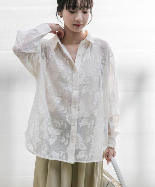 ITEMS URBANRESEARCH（アイテムズ アーバンリサーチ）の「レースメッシュシャツ（シャツ/ブラウス・レディース・ブラック/ホワイト系その他・FREE）」の5枚目の写真