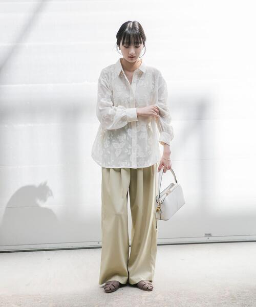 ITEMS URBANRESEARCH（アイテムズ アーバンリサーチ）の「レースメッシュシャツ（シャツ/ブラウス・レディース・ブラック/ホワイト系その他・FREE）」の9枚目の写真