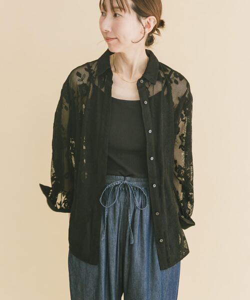 ITEMS URBANRESEARCH（アイテムズ アーバンリサーチ）の「レースメッシュシャツ（シャツ/ブラウス・レディース・ブラック/ホワイト系その他・FREE）」の12枚目の写真