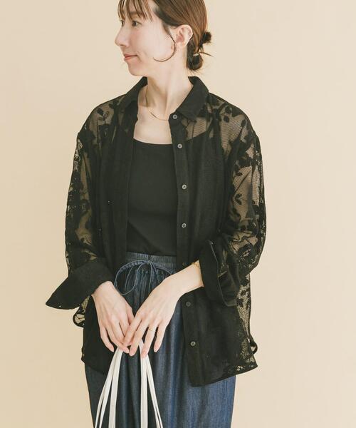 ITEMS URBANRESEARCH（アイテムズ アーバンリサーチ）の「レースメッシュシャツ（シャツ/ブラウス・レディース・ブラック/ホワイト系その他・FREE）」の13枚目の写真