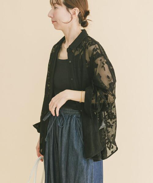 ITEMS URBANRESEARCH（アイテムズ アーバンリサーチ）の「レースメッシュシャツ（シャツ/ブラウス・レディース・ブラック/ホワイト系その他・FREE）」の14枚目の写真