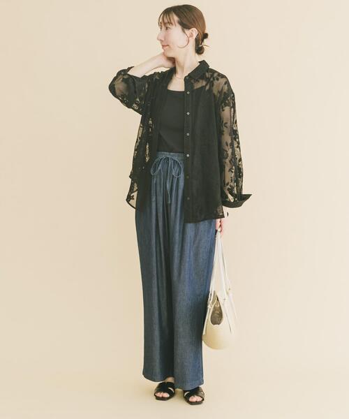 ITEMS URBANRESEARCH（アイテムズ アーバンリサーチ）の「レースメッシュシャツ（シャツ/ブラウス・レディース・ブラック/ホワイト系その他・FREE）」の15枚目の写真