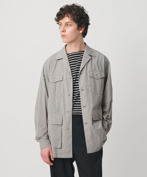 UNITED ARROWS(ユナイテッドアローズ)の「ギザコットン コードレーン サファリジャケット(ミリタリージャケット・メンズ・ブラック/ベージュ・S/M/L/XL)」の1枚目の写真