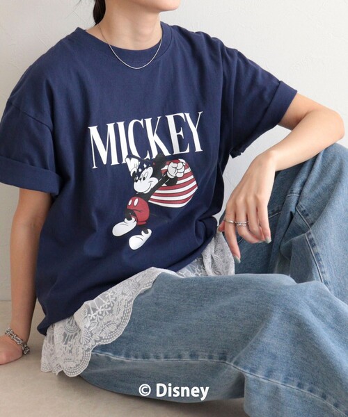 GOOD ROCK SPEED(グッドロックスピード)の「【GOOD ROCK SPEED】MICKEY半袖Tシャツ 4(Tシャツ/カットソー・レディース・オフホワイト/ネイビー・38)」の2枚目の写真