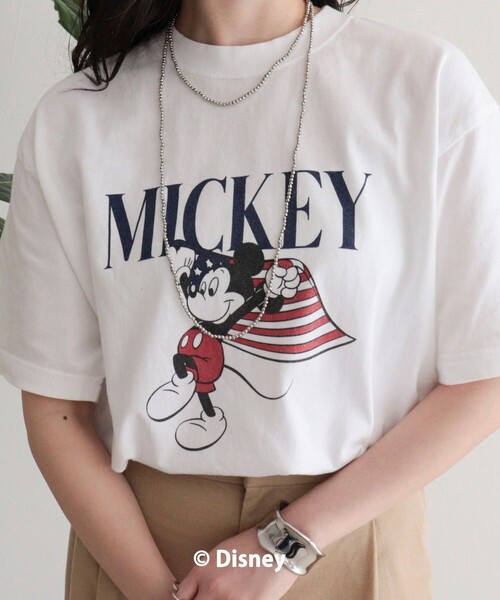 GOOD ROCK SPEED(グッドロックスピード)の「【GOOD ROCK SPEED】MICKEY半袖Tシャツ 4(Tシャツ/カットソー・レディース・オフホワイト/ネイビー・38)」の1枚目の写真