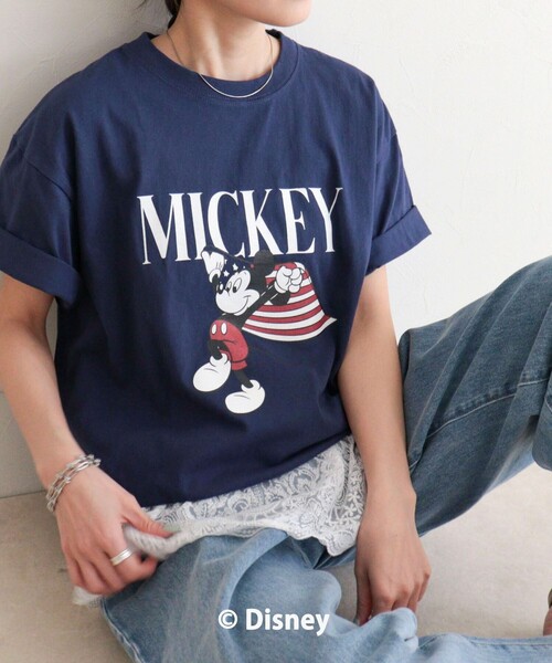 GOOD ROCK SPEED(グッドロックスピード)の「【GOOD ROCK SPEED】MICKEY半袖Tシャツ 4(Tシャツ/カットソー・レディース・オフホワイト/ネイビー・38)」の8枚目の写真