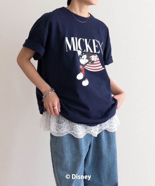GOOD ROCK SPEED(グッドロックスピード)の「【GOOD ROCK SPEED】MICKEY半袖Tシャツ 4(Tシャツ/カットソー・レディース・オフホワイト/ネイビー・38)」の7枚目の写真