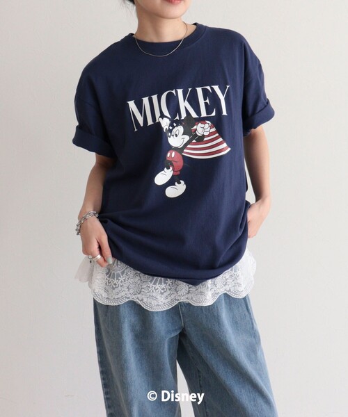 GOOD ROCK SPEED(グッドロックスピード)の「【GOOD ROCK SPEED】MICKEY半袖Tシャツ 4(Tシャツ/カットソー・レディース・オフホワイト/ネイビー・38)」の6枚目の写真