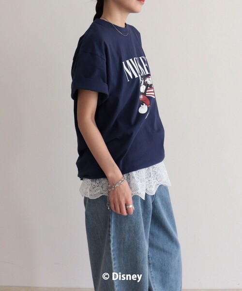 GOOD ROCK SPEED(グッドロックスピード)の「【GOOD ROCK SPEED】MICKEY半袖Tシャツ 4(Tシャツ/カットソー・レディース・オフホワイト/ネイビー・38)」の5枚目の写真