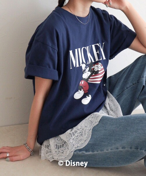 GOOD ROCK SPEED(グッドロックスピード)の「【GOOD ROCK SPEED】MICKEY半袖Tシャツ 4(Tシャツ/カットソー・レディース・オフホワイト/ネイビー・38)」の3枚目の写真