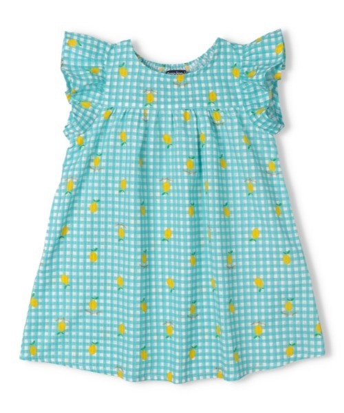 Moujonjon（ムージョンジョン）の「フルーツチェック柄ワンピース（ワンピース・キッズ・ピンク/サックスブルー・120/110/100/90/130）」の2枚目の写真