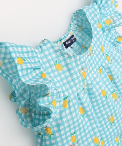 Moujonjon（ムージョンジョン）の「フルーツチェック柄ワンピース（ワンピース・キッズ・ピンク/サックスブルー・120/110/100/90/130）」の4枚目の写真