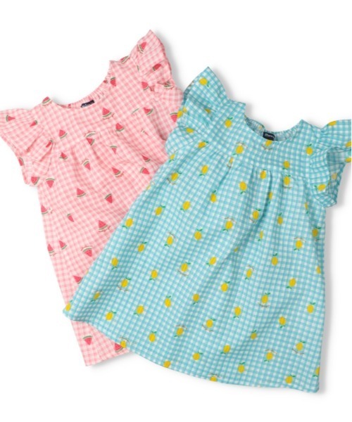 Moujonjon（ムージョンジョン）の「フルーツチェック柄ワンピース（ワンピース・キッズ・ピンク/サックスブルー・120/110/100/90/130）」の9枚目の写真