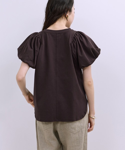 ADAM ET ROPE'(アダムエロペ)の「【WEB限定】パフスリーブプルオーバー(Tシャツ/カットソー・レディース・オフホワイト/ブラウン系その他/ブラック・FREE)」の10枚目の写真