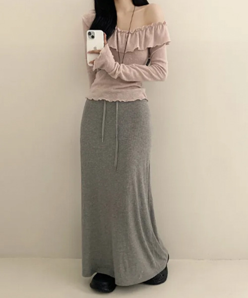 VIVID LADY(ビビッドレディー)の「フリル ボートネック トップス(Tシャツ/カットソー・レディース・ブラック/ピンク/アイボリー・FREE)」の14枚目の写真