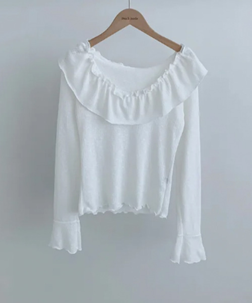 VIVID LADY(ビビッドレディー)の「フリル ボートネック トップス(Tシャツ/カットソー・レディース・ブラック/ピンク/アイボリー・FREE)」の22枚目の写真
