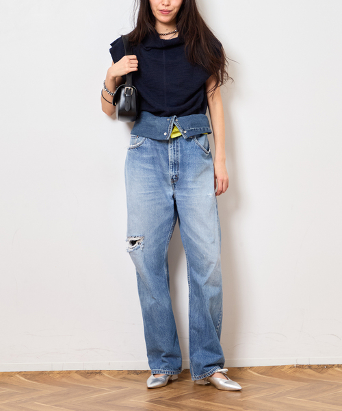 Bonum（ボナム）の「TWEED CUT STAND NECK TOPS：カットソー（Tシャツ/カットソー・レディース・ネイビー・FREE）」の10枚目の写真