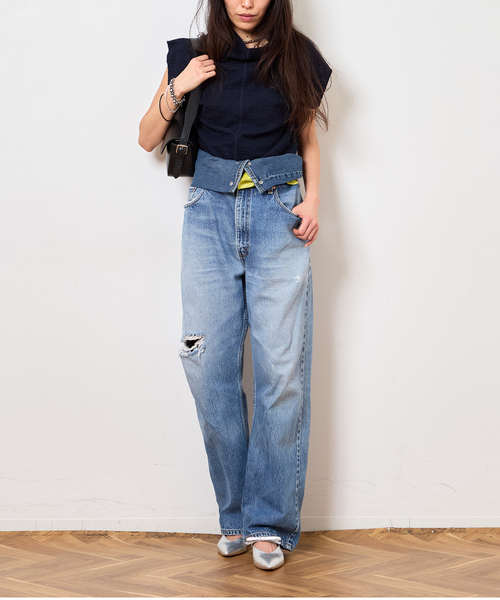 Bonum（ボナム）の「TWEED CUT STAND NECK TOPS：カットソー（Tシャツ/カットソー・レディース・ネイビー・FREE）」の14枚目の写真