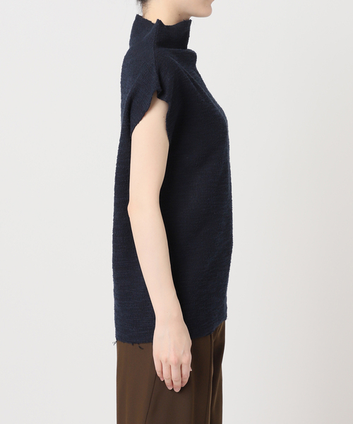 Bonum（ボナム）の「TWEED CUT STAND NECK TOPS：カットソー（Tシャツ/カットソー・レディース・ネイビー・FREE）」の18枚目の写真