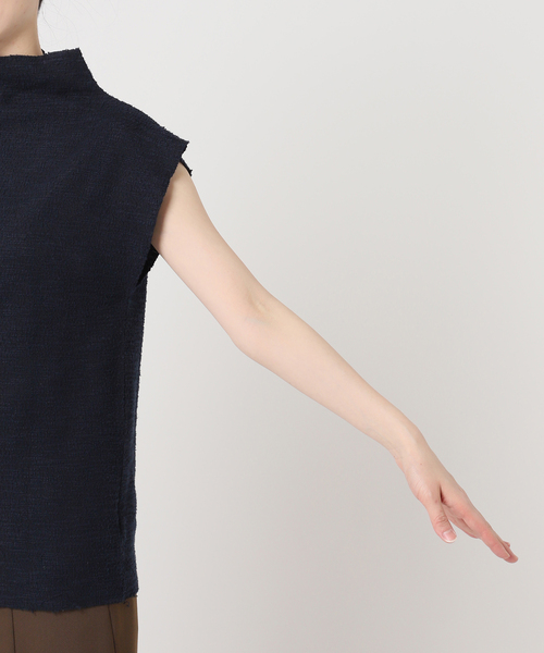 Bonum（ボナム）の「TWEED CUT STAND NECK TOPS：カットソー（Tシャツ/カットソー・レディース・ネイビー・FREE）」の19枚目の写真