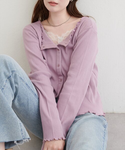 natural couture(ナチュラルクチュール)の「レースデザインカットソー(Tシャツ/カットソー・レディース・オフホワイト/サックスブルー/ピンク/ネイビー・FREE)」の4枚目の写真